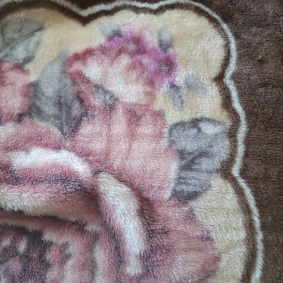 DAVIDA TIGER BLANKET thick plush floral flower browns purple soft heavy queen - Picture 7 of 12